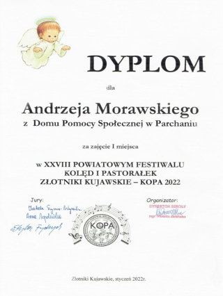 Dyplom dla Andrzeja Morawskiego